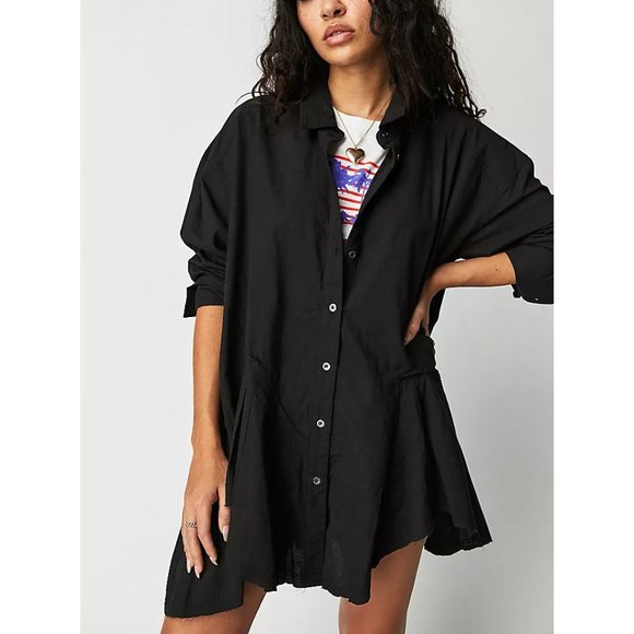 FREE PEOPLE Freya Poplin Tunic / Black - Picture 2 of 8